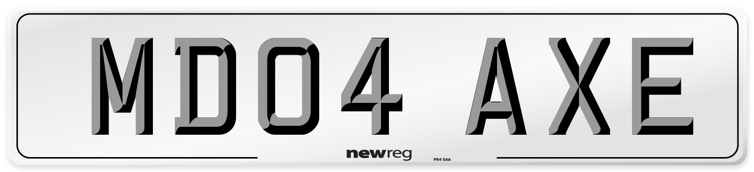 MD04 AXE Number Plate from New Reg